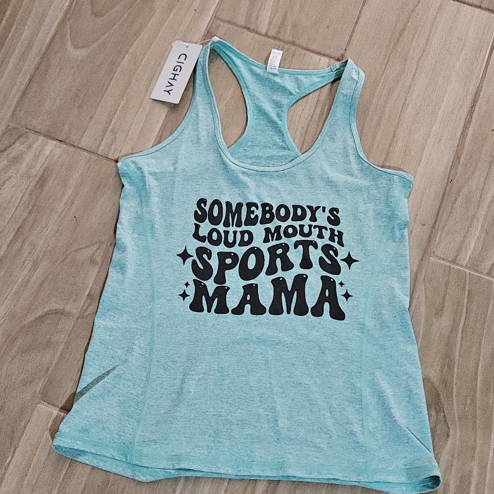 Women's Teal Sports Mama Tank Top